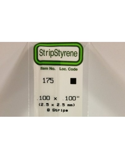 Evergreen Plastic Materials 175 Opaque White Polystyrene Strip 100 X 100 8 Strips Ev175 