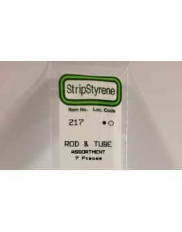 EVERGREEN PLASTIC MATERIALS - 217 - OPAQUE WHITE POLYSTYRENE - ROD & TUBE - ASSORTED - 7 PIECES