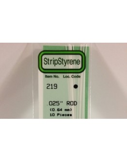 EVERGREEN PLASTIC MATERIALS - 219 - OPAQUE WHITE POLYSTYRENE - ROD - .025" DIA  X 14" LONG - 10 PIECES