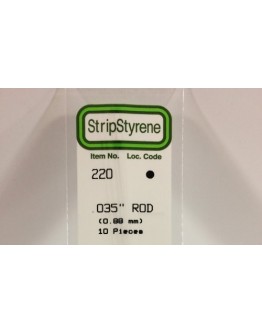 EVERGREEN PLASTIC MATERIALS - 220 - OPAQUE WHITE POLYSTYRENE - ROD - .035" DIA  X 14" LONG - 10 PIECES