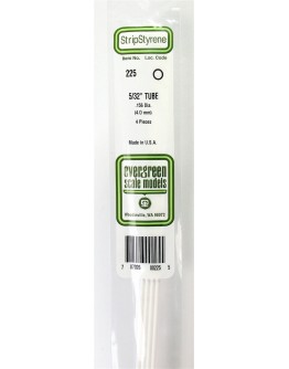 EVERGREEN PLASTIC MATERIALS - 225 - OPAQUE WHITE POLYSTYRENE - TUBE - .156" DIA  X 14" LONG - 4 PIECES