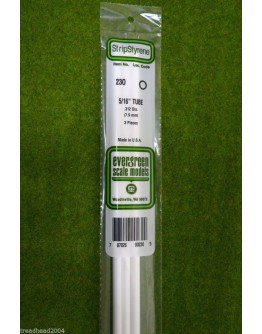 EVERGREEN PLASTIC MATERIALS - 230 - OPAQUE WHITE POLYSTYRENE - TUBE - .312" DIA  X 14" LONG - 3 PIECES