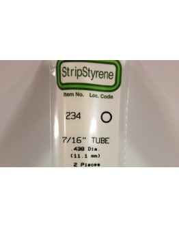 EVERGREEN PLASTIC MATERIALS - 234 - OPAQUE WHITE POLYSTYRENE - TUBE - .438" DIA  X 14" LONG - 2 PIECES
