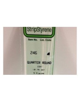EVERGREEN PLASTIC MATERIALS - 246 - OPAQUE WHITE POLYSTYRENE - 1/4 ROUND - .030" DIA  X 14" LONG - 5 PIECES