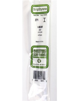 EVERGREEN PLASTIC MATERIALS - 271 - OPAQUE WHITE POLYSTYRENE - I BEAM - .060" X 14" LONG - 4 PIECES