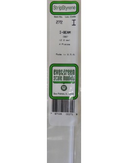 EVERGREEN PLASTIC MATERIALS - 272 - OPAQUE WHITE POLYSTYRENE - I BEAM - .080" X 14" LONG - 4 PIECES