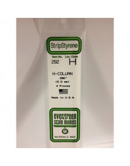 EVERGREEN PLASTIC MATERIALS - 282 - OPAQUE WHITE POLYSTYRENE - H COLUMN - .080" X 14" LONG - 4 PIECES