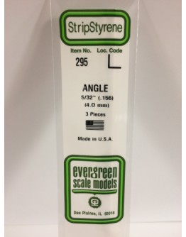 EVERGREEN PLASTIC MATERIALS - 295 - OPAQUE WHITE POLYSTYRENE - ANGLES - .156" X 14" LONG - 3 PIECES