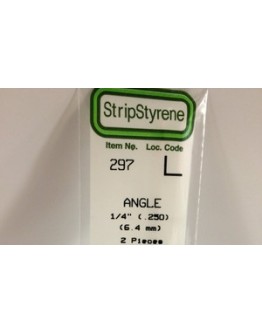 EVERGREEN PLASTIC MATERIALS - 297 - OPAQUE WHITE POLYSTYRENE - ANGLES - 250" X 14" LONG - 2 PIECES