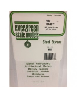 EVERGREEN PLASTIC MATERIALS - 4083 - OPAQUE WHITE POLYSTYRENE - NOVELTY - .080" SPACING - .040" THICK