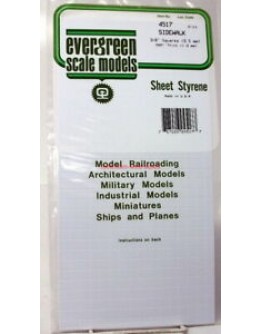 EVERGREEN PLASTIC MATERIALS - 4517 - OPAQUE WHITE POLYSTYRENE - SIDEWALK - 3/8" SQUARES - .040" THICK