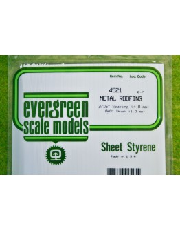 EVERGREEN PLASTIC MATERIALS - 4521 - OPAQUE WHITE POLYSTYRENE - METAL ROOFING - 3/16" SPACINGS - .040" THICK