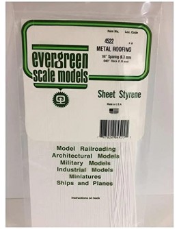 EVERGREEN PLASTIC MATERIALS - 4522 - OPAQUE WHITE POLYSTYRENE - METAL ROOFING - 1/4" SPACINGS - .040" THICK