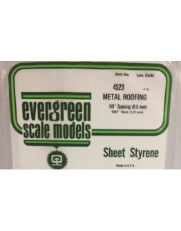 EVERGREEN PLASTIC MATERIALS - 4523 - OPAQUE WHITE POLYSTYRENE - METAL ROOFING - 3/8" SPACINGS - .040" THICK