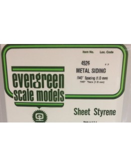 EVERGREEN PLASTIC MATERIALS - 4526 - OPAQUE WHITE POLYSTYRENE - METAL SIDING - .040" SPACINGS - .040" THICK