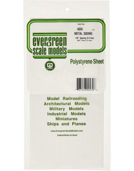 EVERGREEN PLASTIC MATERIALS - 4530 - OPAQUE WHITE POLYSTYRENE - METAL SIDING - .125" SPACINGS - .040" THICK