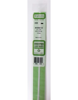 EVERGREEN PLASTIC MATERIALS - 8102 - OPAQUE WHITE POLYSTYRENE HO SCALE STRIP - 1 X 2 - .011" X .022" - 10 STRIPS