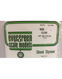 EVERGREEN PLASTIC MATERIALS - 9006 - CLEAR STYRENE - .010" THICK - 2 SHEETS