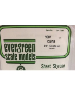 EVERGREEN PLASTIC MATERIALS - 9007 - CLEAR STYRENE - .015" THICK - 2 SHEETS