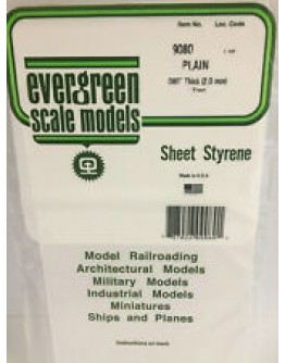 EVERGREEN PLASTIC MATERIALS - 9080 - PLAIN STYRENE - .080" THICK - 1 SHEET