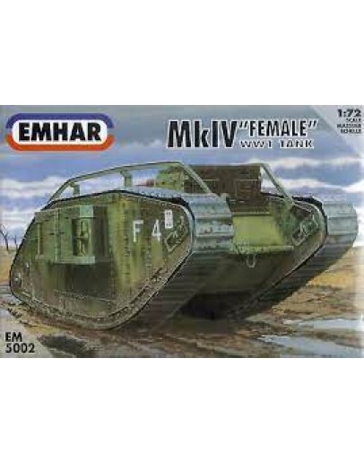 EMHAR 1/72 PLASTIC MODEL KIT 5002 - MK IV 'FEMALE' TANK WW1 EM5002