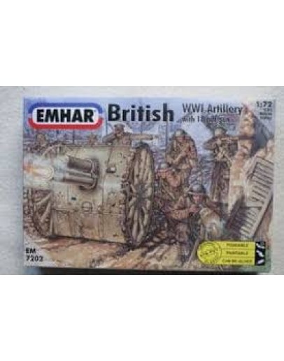 EMHAR 1/72 PLASTIC MODEL FIGURES -BRITISH WW1 ARTILLERY 18PDR GUN EM7202