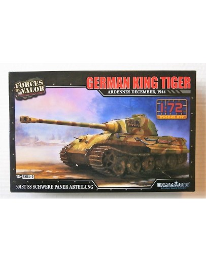 FORCES OF VALOR 1/72 SCALE PLASTIC MODEL KIT - 873002A - GERMAN KING TIGER - ARDENNES DECEMBER, 1944 - FOV373002A 