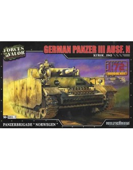 FORCES OF VALOR 1/72 SCALE PLASTIC MODEL KIT - 873008A - German Panzer III AUSF.N