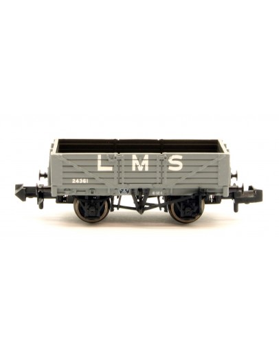 GRAHAM FARISH N GAUGE WAGON 377-064 12Ton 5 Plank Open Wagon LMS Grey