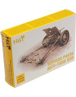 HAT 1/72 SCALE PLASTIC MILITARY MODEL FIGURES - 8149  - GERMAN PAK36 ANTI-TANK GUN HAT8149