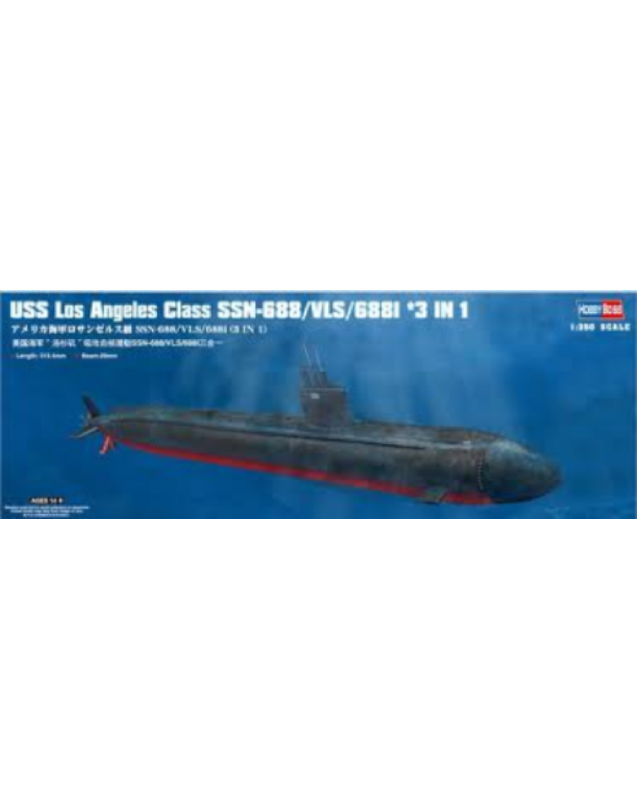 Kit Maquette Sous-Marin USS Los Angeles Class SSN-688 - Échelle 1:350, Hobbyboss - 31.5cm, Pièces Détachées