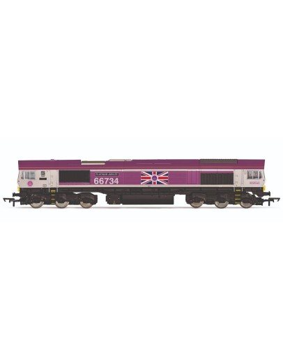 HORNBY OO SCALE DIESEL LOCOMOTIVE - R30332 - GBRF Class 66 Co-Co Diesel # 66 734 'PLATINUM JUBILEE' HRR30332