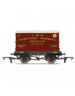 HORNBY OO SCALE Wagon - R60072 - CONFLAT # LMS 4798 WITH LMS FURNITURE REMOVAL CONTAINER #K1