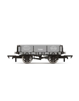HORNBY OO SCALE Wagon - R60093 - T. BURNETT #7206 - 3 Plank Wagon [GREY]