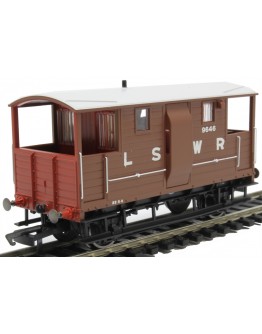 HORNBY OO SCALE Wagon - R6911 - LSWR 20 Ton Goods Brake Van # 9646 - LSWR Bauxite with Red Ends