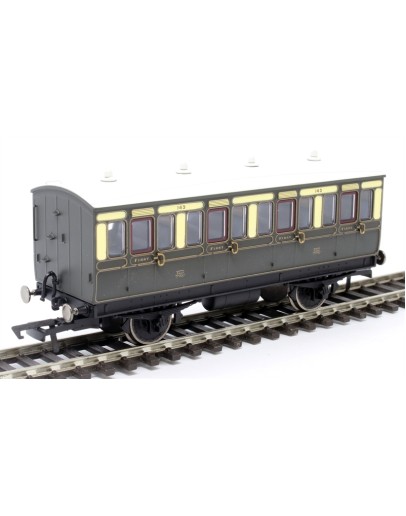 HORNBY RAILROAD OO SCALE CARRIAGE - R40065 GWR 4 WHEEL COACH 1ST CLASS #143 - ERA 2/3 GWR CHOCOLATE & CREAM