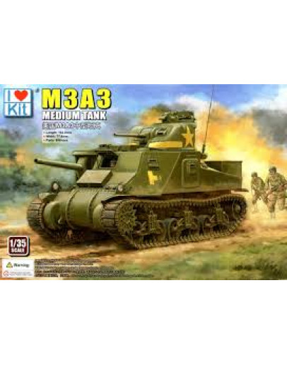 I LOVE KIT 1/35 SCALE PLASTIC MILITARY MODEL KIT - 63517 - M3A3 MEDIUM TANK