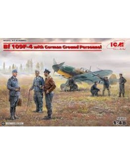 ICM 1/48 SCALE PLASTIC MODEL AIRCRAFT KIT - 48805 - BF109F-4 WITH GROUND CREW ICM48805