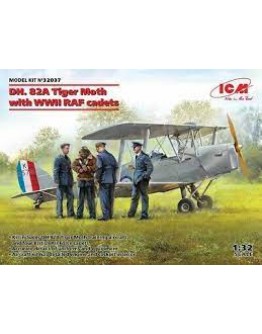 ICM 1/32 SCALE PLASTIC MODEL AIRCRAFT KIT - 32037 - TIGER MOTH WITH WW2 RAF CADETS ICM32037
