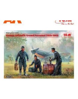 ICM 1/32 SCALE PLASTIC MILITARY FIGURES - 32109 - GERMAN LUFTWAFFE GROUND PERSONNEL WW2 ICM32109