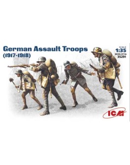 ICM 1/35 SCALE PLASTIC MILITARY FIGURES - 35291 - WWI GERMAN ASSAULT TROOPS [1917 - 1918] ICM35291