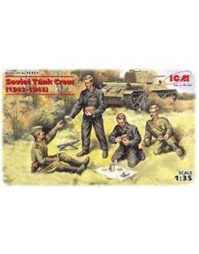 ICM 1/35 SCALE PLASTIC MILITARY FIGURES - 35351 - SOVIET TANK CREW (1943-1945) ICM35351