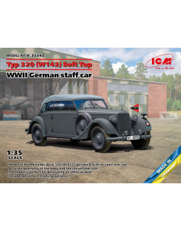 ICM 1/35 SCALE PLASTIC MILITARY KIT 35542 GERMAN STAFF CAR TYP 320 SOFT TOP WW II ICM35542