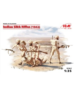 ICM 1/35 SCALE PLASTIC MILITARY FIGURES - 35564 - WW2 INDIAN SIKH RIFLES [1942] ICM35564
