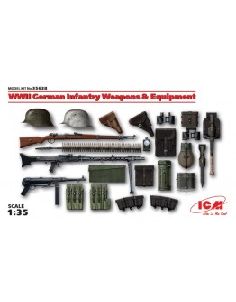 ICM 1/35 SCALE PLASTIC MILITARY FIGURES - 35638 - WW II GERMAN INFANTRY WEAPONS & EQUIPMENT ICM35638