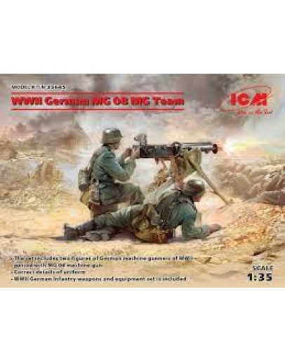 ICM 1/35 SCALE PLASTIC MILITARY FIGURES - 35645 - WW2 GERMAN MG08 MG TEAM ICM35645