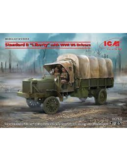 ICM 1/35 SCALE PLASTIC MILITARY MODEL KIT - 35653 - STANDARD B 'LIBERTY' WITH WW1 US DRIVERS ICM35653