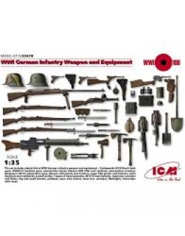 ICM 1/35 SCALE PLASTIC MILITARY FIGURES - 35678 - WW1 GERMAN INFANTRY WEAPONS & EQUIPMENT ICM35678