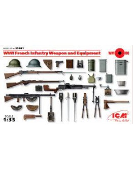 ICM 1/35 SCALE PLASTIC MILITARY FIGURES - 35681 - FRENCH INFANTRY WEAPONS & EQUIPMENT ICM35681