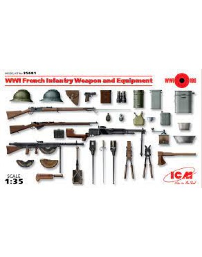 ICM 1/35 SCALE PLASTIC MILITARY FIGURES - 35681 - FRENCH INFANTRY WEAPONS & EQUIPMENT ICM35681